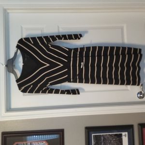 NWT Black and Beige Strpied Dress from White House Black Market